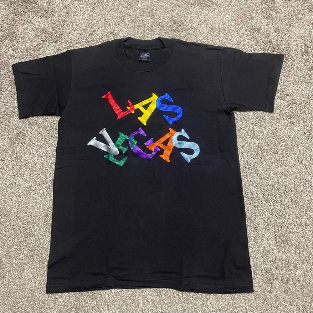 Vintage Classic Platinum Embroidered Las Vegas T-Shirt Size M Made in USA